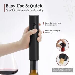 Electric Wine Opener Battery Operated Wine Bottle Openers with Foil Cutter Black